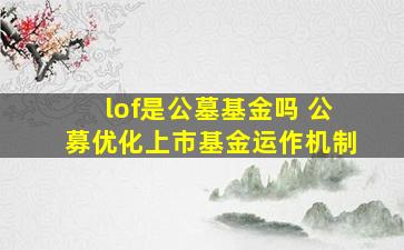 lof是公墓基金吗 公募优化上市基金运作机制